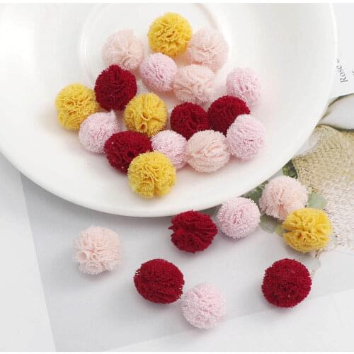 20pcs Lace Pom Poms Trim Ball 15mm Mini Fringe Lace Knitted Fabric Handmade Diy Craft Headwear Wedding Deco Pompom
