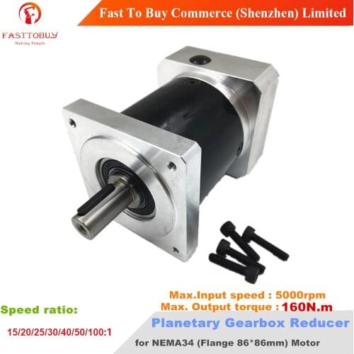 Ratio 20:1 Planetary Gearbox Output Shaft 16mm Speed Reducer max. Input 5000rpm, max. Torque 160Nm For CNC NEMA34 Stepper Motors