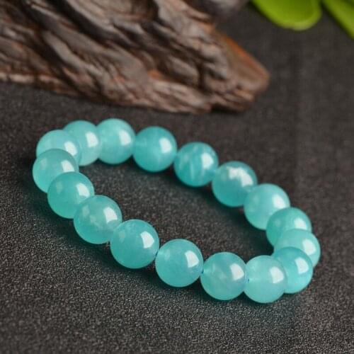 HAPROSE Natural Stone Blue Natural Amazon Stone Bracelet 8mm Beads Romantic Yoga Crystal Energy Bracelet
