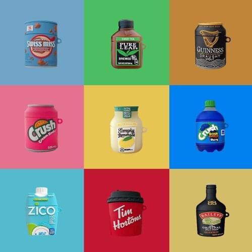 3D Brand Coffee Beer Juice Drink Case for AirPods 1 2 Pro Charge Box Soft Silicone Wireless Bluetooth Earphone Protect Cover