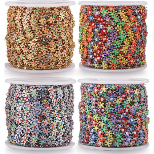 1M 6mm Gold Stainless Steel Enamel Sun Flower Chain Metal Chains for DIY Bracelet Necklaces Jewelry Making Supplies Wholesale
