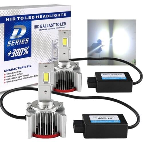 2Pcs Canbus D3S Led Headlight No Error D4S D2S D1S D5S D2R D8S D4R 70W 17200LM 6000K White Plug Play to Original HID Ballast