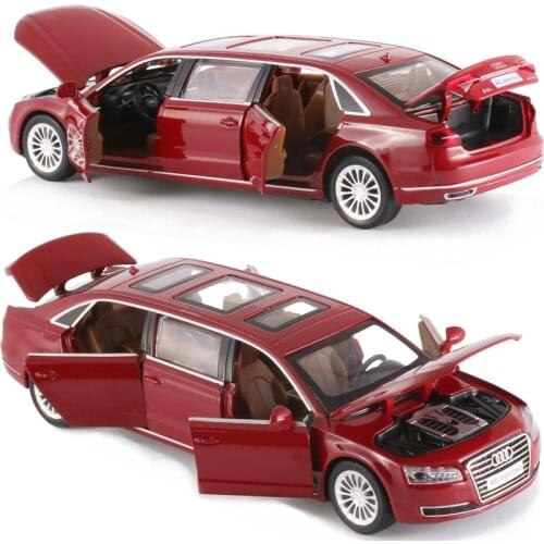 Exquisite 1:32 A8L extended alloy car model,simulation Die casting sound and light pull back luxury model,free shipping