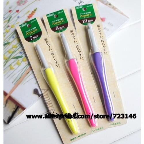 Clover Amure Cushion Grip Aluminium Crochet Hooks needles Knitting Yarn 40-427 4.5mm 5.5mm 7.0mm 42-418 8.0mm 10.0mm 12.0mm 15mm