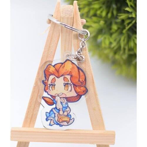 Beauty and the Beast Keychain Cute Double Sided Acrylic Key Chain Pendant Anime Accessories Cartoon Key Ring DBS1P