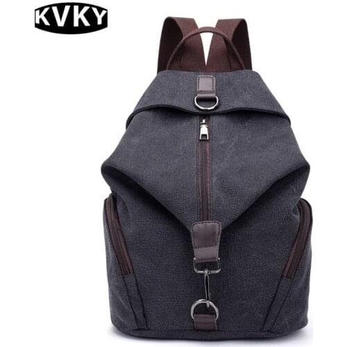 KVKY Casual Canvas Women Backpack School Bags For Teenage Girl Female Backpacks Travel Bag Bagpack School Backpack Women Mochila