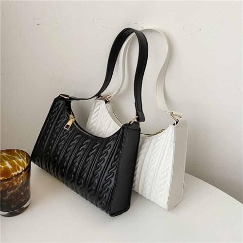 Fashion Womens Bag Women Pleated PU Leather Shoulder Underarm Bag Ladies Casual Solid Color Small Handbags Purse Bolsa Feminina