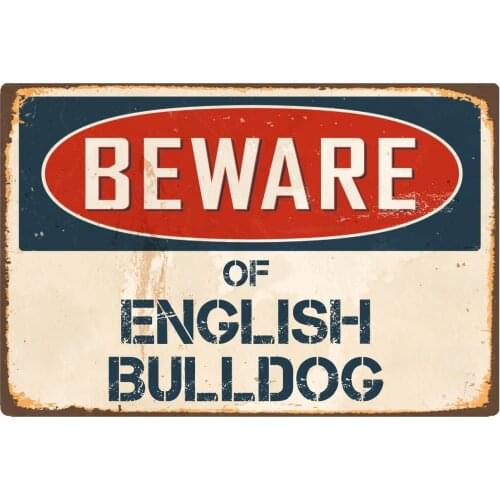 StickerPirate Beware of English Bulldog 8 x 12 Vintage Aluminum Retro Metal Sign VS159