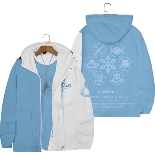 2021 new original genshin impact windbreaker hooded toot can hit color zipper coat anime clothes