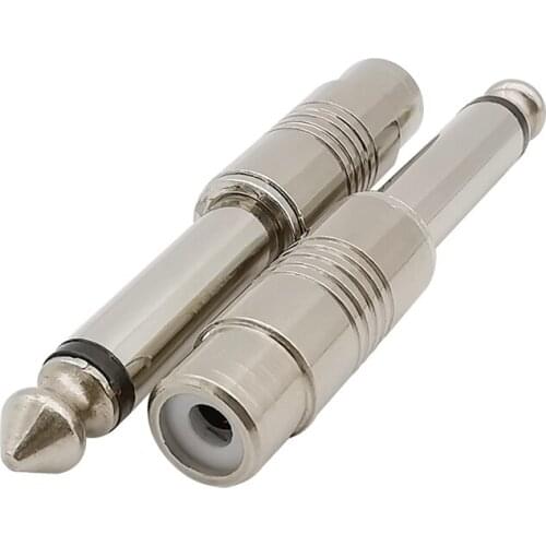 2/5/10Pcs 6.5mm Plug Mono Audio Adapter 1/4 inch 6.5mm Plug to RCA Female Jack Audio Mono Connector for Home KTV Microphone