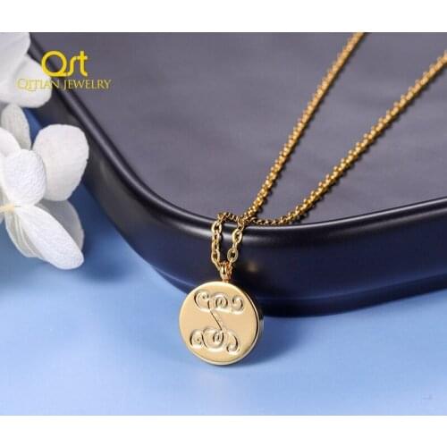Personalized Stainless Steel Pendant Necklace Women Nameplate Engraved Name Personalized Letter Gold Choker Necklace Gift Qitian