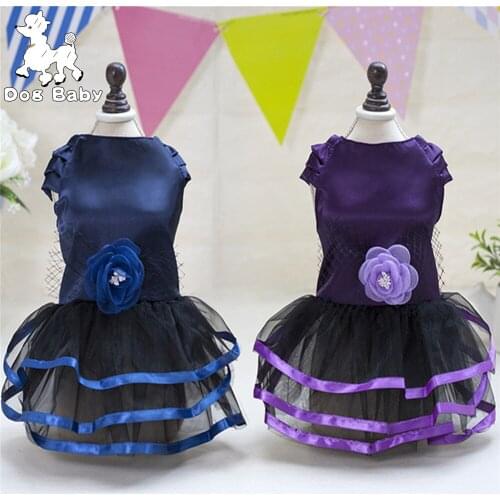 Pet Dog Dress Princess Puppy Cat Dresses Dog Pet Clothing Yorkshire Three Layers of Yarn Pet Clothes Gauze Dog Skirt