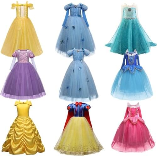 Dresses For Girls Princess Queen Cosplay Kids Costume Snowflake Henderson Party Dress Vestidos Children Girls Clothing