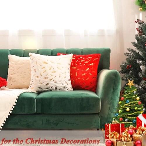 Festival Atmosphere Pillow Cover Short Plush Gilded Feather Pillow Cover