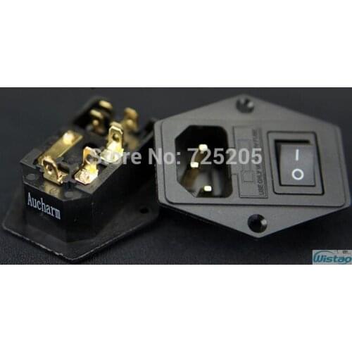 AC Power Socket 10A250V Archarm 4N Pure Copper Gold-plated Terminals With Switch HIFI Audio DIY Free Shipping