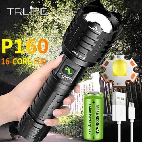 XHP160 Most Powerful Flashlight 16-core Light Brightest Lantern Zoomable 26650 Camping USB Rechargeable Tactical Hunting Torch