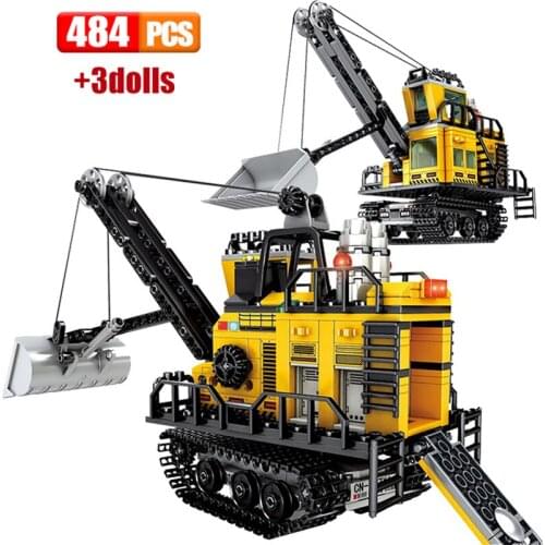 SEMBO Creative Ideas Mining Area Mechanical Forklift Building Blocks with Small Particles Bricks Toys For Children Birthday Gift