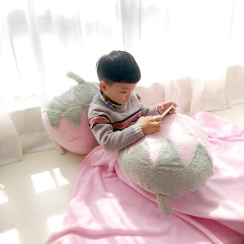 Cute Pink strawberry car sofa folding air conditioning blanket pillow cushions yellow pineapple plush toy birthday gift for girl