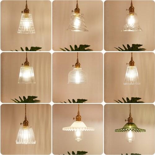 Modern Minimalist Style Pendant Lamp Transparent Glass Lampshape Pendant Light Brass Kitchen Lamps Bedroom Chandelier E14