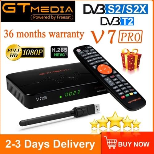 GTMEDIA V7 PRO Satellite Receiver 1080P FHD DVB S2 T2 H.265 10 Bit With USB WiFi Decoder Support CA Card Slot TV Box pk v7 plus
