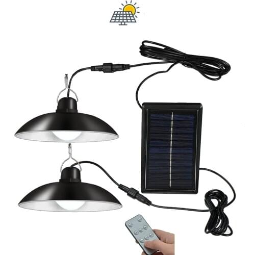 Remote 30 led 2 head Retro Lampshade LED Outdoor Indoor Solar Light Waterproof Solar Pendant Lamp LED Courtyard Garden Lighting