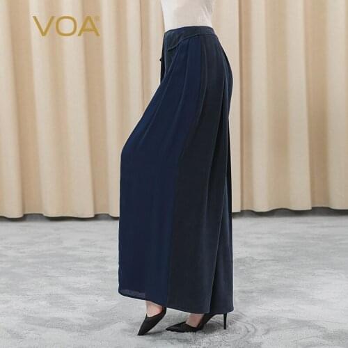 VOA Wide Leg Pants Loose Luxury Silk Trousers Women KE221 Casual Broeken Ladies Pantalon Femme Streetwear pantalones de mujer