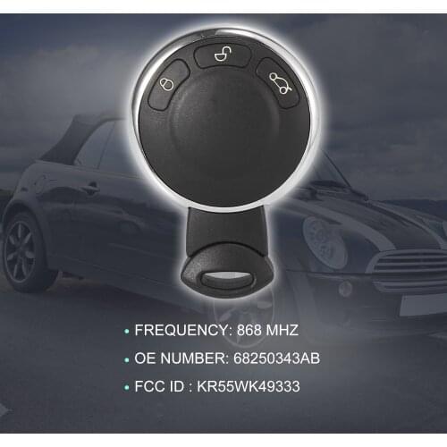 Uxcell Replacement Keyless Entry Remote Car Key Fob 868MHz for BMW for Mini Cooper 2007-2014 KR55WK49333