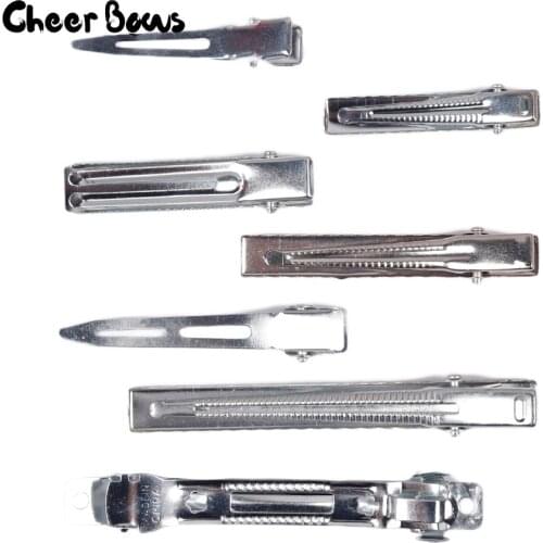 20pcs/lot Hair Clips Silver Color 4.5-8cm Flat Barrettes Mental French Clip DIY Hairbows Alligator Clips Wafer Side-knotted Clip