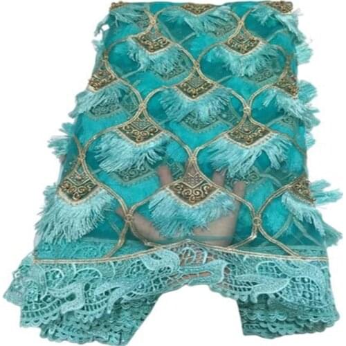 Green Latest Nigerian Laces Fabrics With beads High Quality Tulle African sequins Laces Fabric Wedding French Tulle Lace Fabric