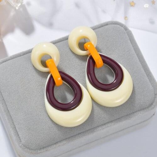 MESTILO Boho Style Vintage Statement Earrings For Women Resin Waterdrop Geometric Stud Earrings 2019 Jewelry Gift Long Earrings