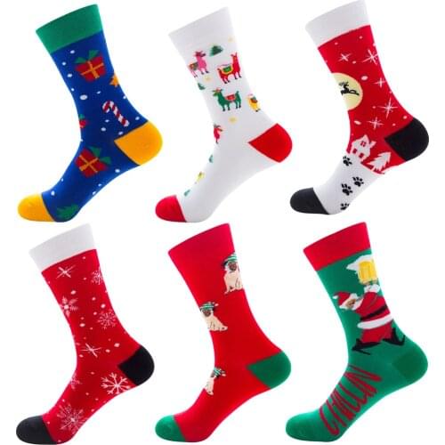 Women New Year Funny Cute Cartoon Christmas Socks Women &Men Tree Snow Elk Gift Japanese Harajuku skateboard Socks
