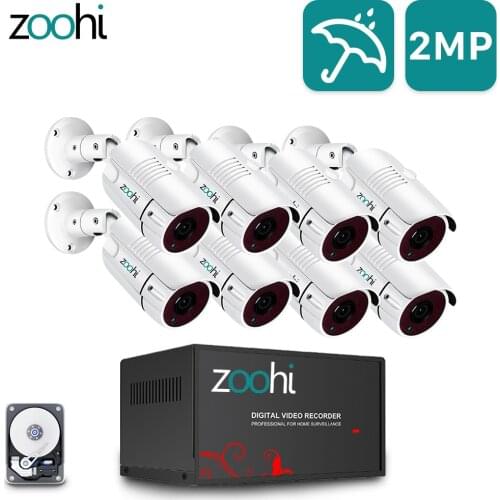 Zoohi AHD Surveillance System 1080P Video Surveillance System 8CH cctv camera security system kit Outdoor Security Camera IP66