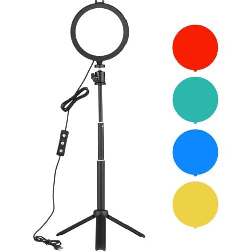 1/2/3pcs Andoer 6 Inch LED Video Light 5600K USB LED Fill Light Cold Shoe+ Desktop Tripod+ Metal Ballhead+Color Filters