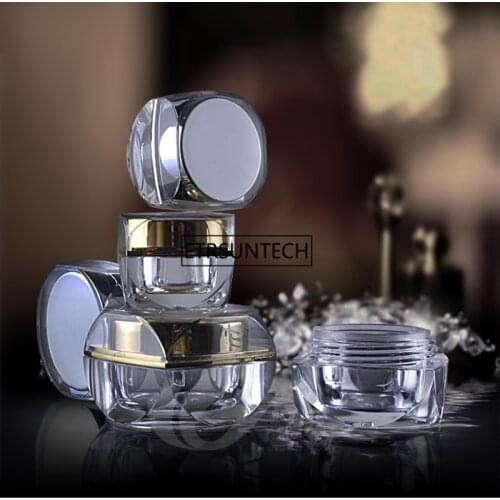 10pcs 5g 10g Acrylic Octagonal Silver Gold Empty Plastic Cosmetic Cream Small Sample Jars Powder Packaging Containers F2346