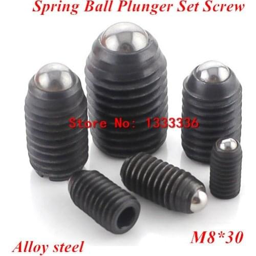 10pcs M8*30 Hex Socket Spring Ball Plunger Set Screw, 8mm wave beads positioning marbles tight screws Alloy steel 12.9 grade
