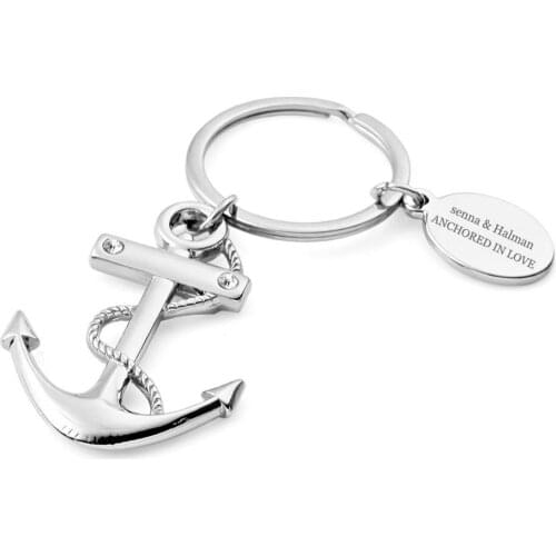 100PCS Personalized Bridal Shower Gift For Guests Silver Anchor Key Chain Customized Wedding Favor And Gift Engrave Name & Date