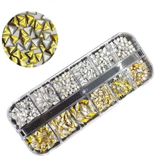 12 Grids/Set Holographic Spider Horse Eyes Shaped Glitter Nail Sequins Decoration Colorful Flakes Slices Holo 3D Stickers