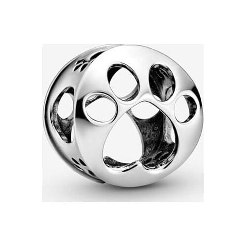 2020 New 925 Sterling Silver Beads Openwork Paw Print Charms fit Original Pandora Bracelets Women Fashion DIY Jewelry Gift