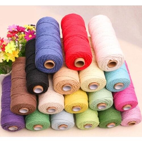 3mm x 120m Colorful Cord, Braided Natural Beige Cotton Cord, DIY Macrame Cord, Textile Supplies for Him