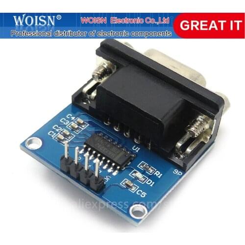5PCS MAX3232 RS232 to TTL Serial Port Converter Module DB9 Connector MAX232 new In Stock