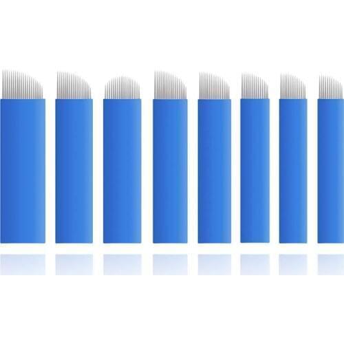 50pcs 0.16mm 18U 21U Laminas Agulhas Tebori Microblading Blades Nano Needles Permanent Makeup Supplies For Eyebrow Manual Pen
