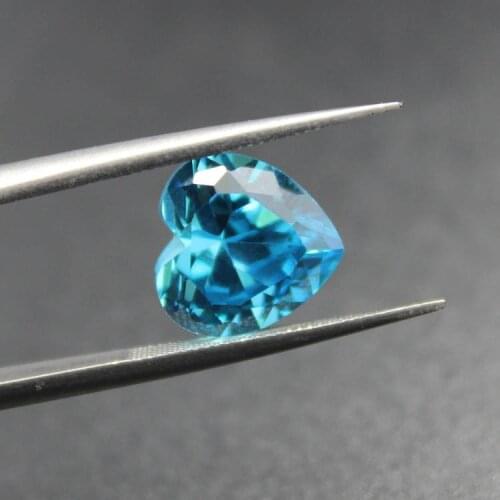 Heart brilliant cut faceted created aquamarine beads brazil sea blue gemstones heart-shape loose stone for jewelry making DIY