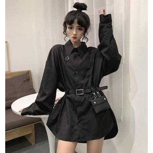 NiceMix plus size harajuku Korean style Blouses Womens Clothing long tops moda feminina spring fall shirts black blusas mujer d