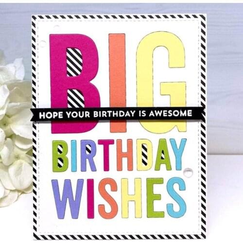 Big Birthday Wishes New Design Metal Cutting Dies Craft Stencil Diy Scrapbooking Handmade Card Make Shape Album Decoration Model