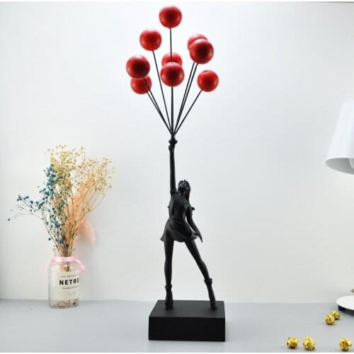Large dimensions, girl balloon, figurine, height 57cm, statue, home decoration, 3D decorative sculpture, living room table