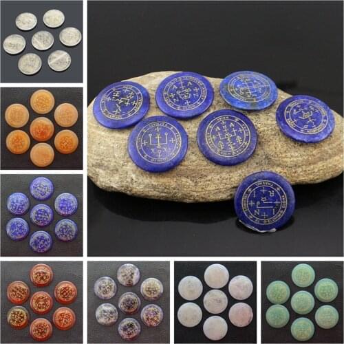 Round Natural Crystal Seven Angel Magic Square Array Pendant Handicraft Exquisite Healing Gem Family Study Decoration Gift Set