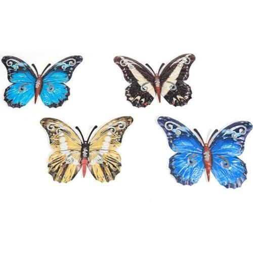 Metal Butterfly Wall Decor Outdoor Indoor Art Sculpture Hom Decoration DIY Wall Iron Stickers Hanging Wrought Hanging Ornam L0X3