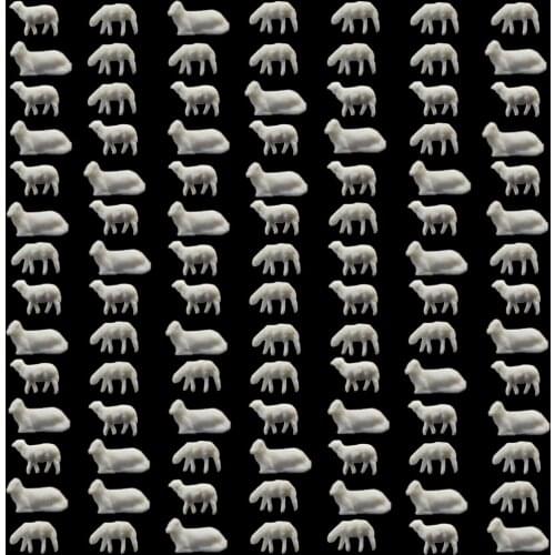 AN15003B 100pcs/200pcs 1:150 Unainted Model Sheep White Farm Animals Sheep N Scale Model Scenery Landscape Layout