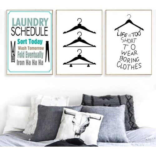 Cartoon Clothespins And Socks, Quotes, Wall Art Canvas, Painting, Nordic Posters And Prints, Laundry Room Decor Wall Pictures