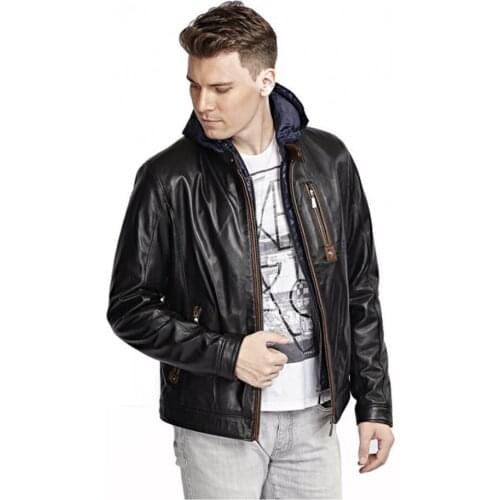 Mens Genuine Leather Hooded Jacket. Handmade Turkish Made